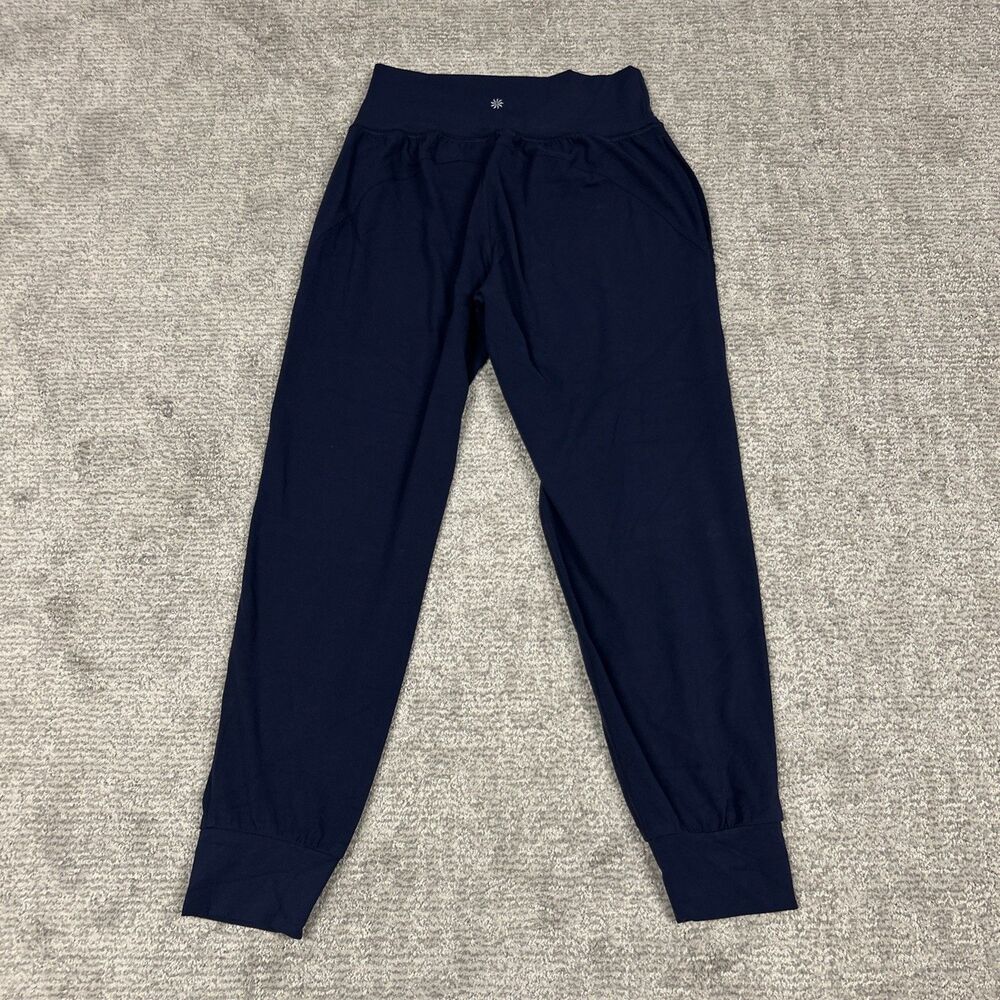 Athleta Salutation High Rise Joggers Womens Medium Navy Pockets 531288 Yoga New - Picture 8 of 11